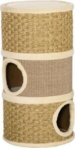 Fortuna Lai Tiragraffi per gatti a forma di botte a 3 livelli con sisal e peluche 37,5x37,5x70 cm, ideale per gli amanti dei gatti
