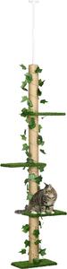 Fortuna Lai Tiragraffi alto fino al soffitto 202-242 cm, regolabile in altezza Tiragraffi con protezione anti-ribaltamento, tiragraffi in juta verde e giallo