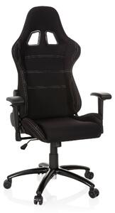 Sedia da gaming, rivestita in tessuto, colore nero, ergonomica, con altezza regolabile