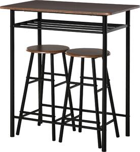 Fortuna Lai Set da bar 3 pezzi Tavolo da pranzo con 2 sgabelli da bar Set da pranzo Tavolo da cucina e sedie Tavolo alto e sgabelli da bar con ripiano portaoggetti in metallo 80 x 50 x 90 cm Nero