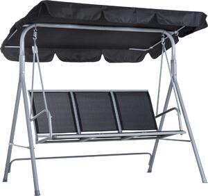 Fortuna Lai Altalena Hollywood 3 posti elegante altalena da giardino con tettoia telaio in metallo grigio argento 171x108x154 cm per giardino terrazza