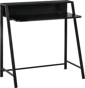 Fortuna Lai Scrivania per computer elegante con ripiano e sistema di gestione dei cavi, metallo nero 84x45x85 cm per l'ufficio domestico e lo studio