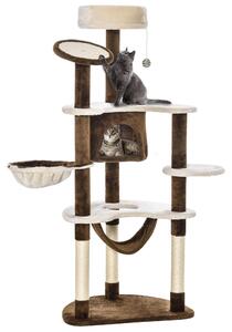 Fortuna Lai Tiragraffi XXL Albero tiragraffi 153H cm con cuccia per gatti Amaca Albero tiragraffi per gatti Peluche Marrone per il gioco e il relax