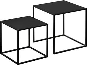 Fortuna Lai Set di tavolini da salotto Set di 2 tavolini Design moderno Struttura in acciaio fino a 10 kg Nero 120x59x45 cm per soggiorno