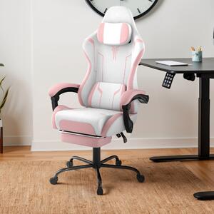 Sedia da gaming TANYEAR, ergonomica, girevole e regolabile in altezza, con schienale regolabile, rivestita in velluto, colore rosa