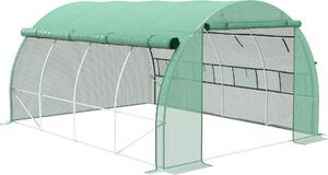 Serra in plastica Fortuna Lai Polytunnel 3,97x3x2m, accessibile con protezione UV, coperture avvolgibili in acciaio, verde per giardino e piante