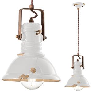 Lampadario rustico ferroluce retrò industrial c1691 e27 led ceramica sospensione - Retrò