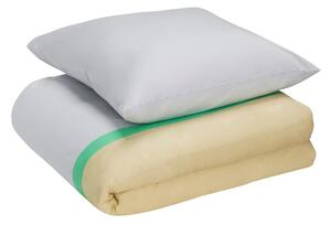 Biancheria da letto singolo bianca e beige in cotone 140x200 cm Block - Hübsch