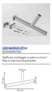 Struttura tubolare a t con attacco a muro per faro solare stradale 