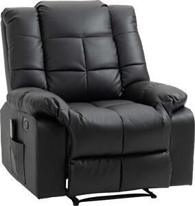 Poltrona massaggiante Fortuna Lai Poltrona relax elettrica con funzione massaggiante in Pelle finta, legno e acciaio, nera 94x99x99 cm per il massimo comfort | .de