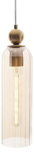 MAXLIGHT P0510 - Lampadario a sospensione con filo CAMPANILA 1xE27/40W/230V diametro 10 cm ottone/beige