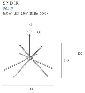 MAXLIGHT P0412 - Lampadario LED a sospensione con filo RAGNO LED/33W/230V nero