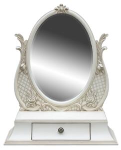 Specchio Ovale da tavolo con cornice in Legno bianco-Arrediorg.it®