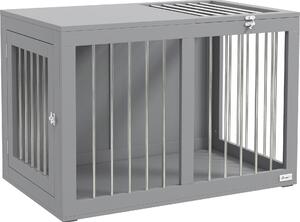 Fortuna Lai Gabbia per cani Box per cani Box da trasporto per cani, 2 porte, chiudibile a chiave, griglia in acciaio, 80 cm x 50 cm x 56,5 cm, grigio