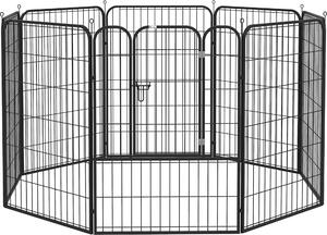Fortuna Lai Recinto per cuccioli, recinto all'aperto per animali domestici, box, recinto, recinto per cani, con porta, metallo, 79x100 cm, nero