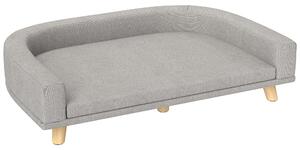 Divano per cani Fortuna Lai, divano per animali domestici, divano per gatti con cuscino, cuccia per cani di grossa taglia, divano per cani con design rialzato, poltrona per cani con gambe in legno, grigio, 98 x 67 x 25 cm