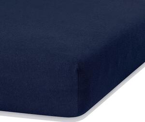 Lenzuolo elastico blu navy ad alto contenuto di cotone, 160/180 x 200 cm Ruby - AmeliaHome