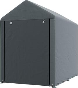 Fortuna Lai Casetta da giardino, tenda da magazzino, robusta e resistente alle intemperie, telaio in acciaio, 1,2x1,8x1,6 m, grigio scuro