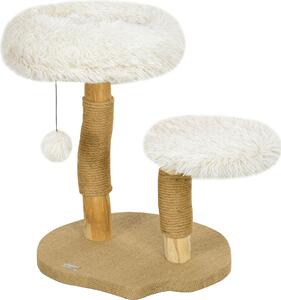 Fortuna Lai Tiragraffi 61,5 cm di altezza Tiragraffi per gatti con pallina, cucce, torre per gatti con tiragraffi, per gatti di peso inferiore a 5 kg, legno di pero, bianco