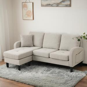 Divano angolare a forma di L Fortuna Lai con chaise longue – Divano a 3 posti, 166 x 118 x 77 cm, tessuto di cotone e lino traspirante, gambe in plastica, design modulare, ideale per soggiorni, appartamenti e uffici