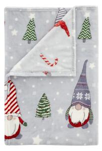 Coperta grigia con motivo natalizio in micropile 130x170 cm Gnomes - Catherine Lansfield