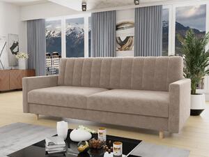 Divano letto Sara - Divano con contenitore e funzione letto, divano letto, divano letto con piedini in legno, velluto (beige (Paros 02))