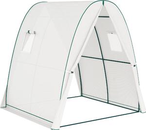 Serra Fortuna Lai con porta scorrevole, 2 finestre, serra in acciaio resistente all'inverno, serra per balcone, giardino, serra per pomodori 180 x 180 x 200 cm, serra per pomodori, ortaggi, fiori, bianco