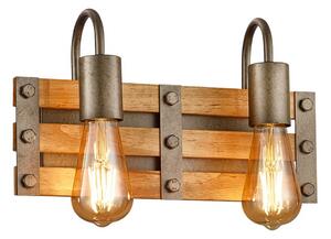 Applique trio lighting khan ap2 205570267 e27 led legno lampada parete classica rustica - Trio Lighting