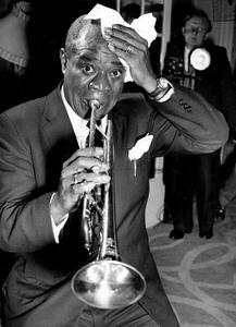 Fotografia Louis Armstrong during a conference at the Savoy Hotel 1956