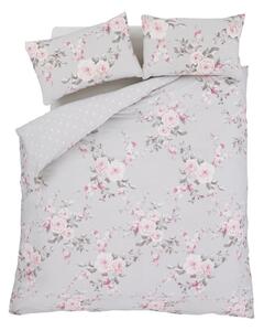 Biancheria letto matrimoniale grigia estesa 230x220 cm Canterbury Floral - Catherine Lansfield