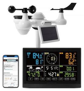 Stazione meteo professionale WLAN 7-in-1 ad energia solare Display da 7,5'' Portata di trasmissione 150 m - Sensore esterno per velocità del vento, direzione del vento, temperatura, umidità, precipitazioni