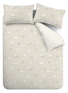 Biancheria da letto singola in flanella beige 135x200 cm Sheep - Catherine Lansfield