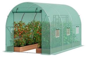 Tunnel serra Serra fredda Casa del pomodoro 345x195x192 cm - Telaio zincato verde - Copertura in PE - Design walk-in - Possibilità di ventilazione