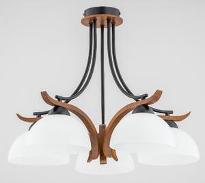 Lampada a sospensione BAFIA bianco-nero-legno scuro 5xE27x15W in legno, dimensioni: 46x50x50 cm, IP20, Alfa
