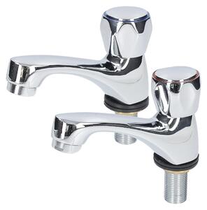 Fontastock URBEL FSKFGB004 Set di 2 rubinetti per lavabo singolo, acqua calda/fredda, staffe di montaggio, maniglia in zinco e corpo in ottone