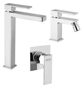 Set miscelatori Jacuzzi Rubinetteria lavabo alto bidet e doccia incasso serie Twinkle