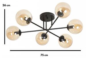 Lampadario da soffitto BRENDI 6B con sfere Miele - E14 Colore del corpo Nero