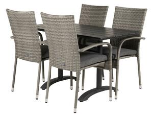 Tavolo e sedie set Dallas 2209Bianco plastica, Metallo