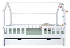 Letto bambini Montessori casetta con Ringhiera Sawyer 90x190cm, Quiero solo la cama tipi - Letto + cassetto portaoggetti bianco