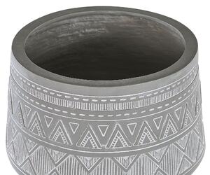 Supporto per piante in magnesio grigio chiaro Base rotonda in legno massello Boho Fioriera alta per vasi Beliani