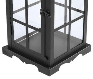 Lanterna in metallo ferro Nero 52 cm portacandele a colonna porte in vetro elemento decorativo per interni Beliani