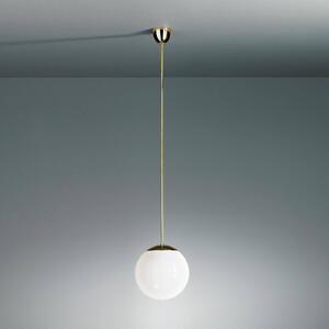 TECNOLUMEN Lampada pensile, sfera opalescente, 40 cm, ottone