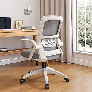Sedia da ufficio, sedia girevole ergonomica con schienale in rete traspirante, braccioli ripiegabili e supporto lombare, ideale per l'uso con il computer, adatta per l'ufficio domestico (grigia)