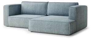 Divano angolare azzurro allungabile/con contenitore (con penisola a destra/con chaise lounge) con rivestimento in ciniglia Velto – Maison de Rêve