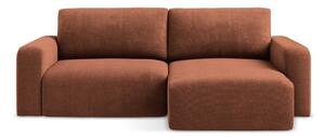 Divano angolare color terracotta allungabile/con contenitore (con penisola a destra/con chaise lounge) con rivestimento in ciniglia Kona – Makamii