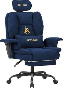 Sedia da gaming, poltrona da ufficio, sedia ergonomica, scrivania in vintage con poggiapiedi, sedia da ufficio regolabile in altezza, sedia da computer, portata 130 kg, blu scuro