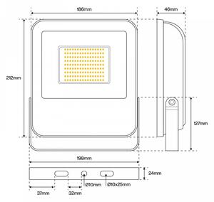 Proiettore LED 50W IP65 145lm/W - LED OSRAM Colore Bianco Caldo 3.000K