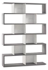 Libreria Modulare 6 Ripiani 150x215x38 cm Cemento/Ossido Bianco