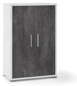 Armadietto Multiuso 2 Ante 71x110x41 cm Ossido Bianco/Ossido Nero