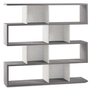 Libreria Modulare 4 Ripiani 150x144x38 cm Cemento/Ossido Bianco